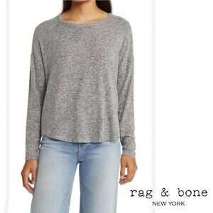 Rag & Bone Long Sleeve Knit Top Heathered Gray Lightweight Oversized Fit S